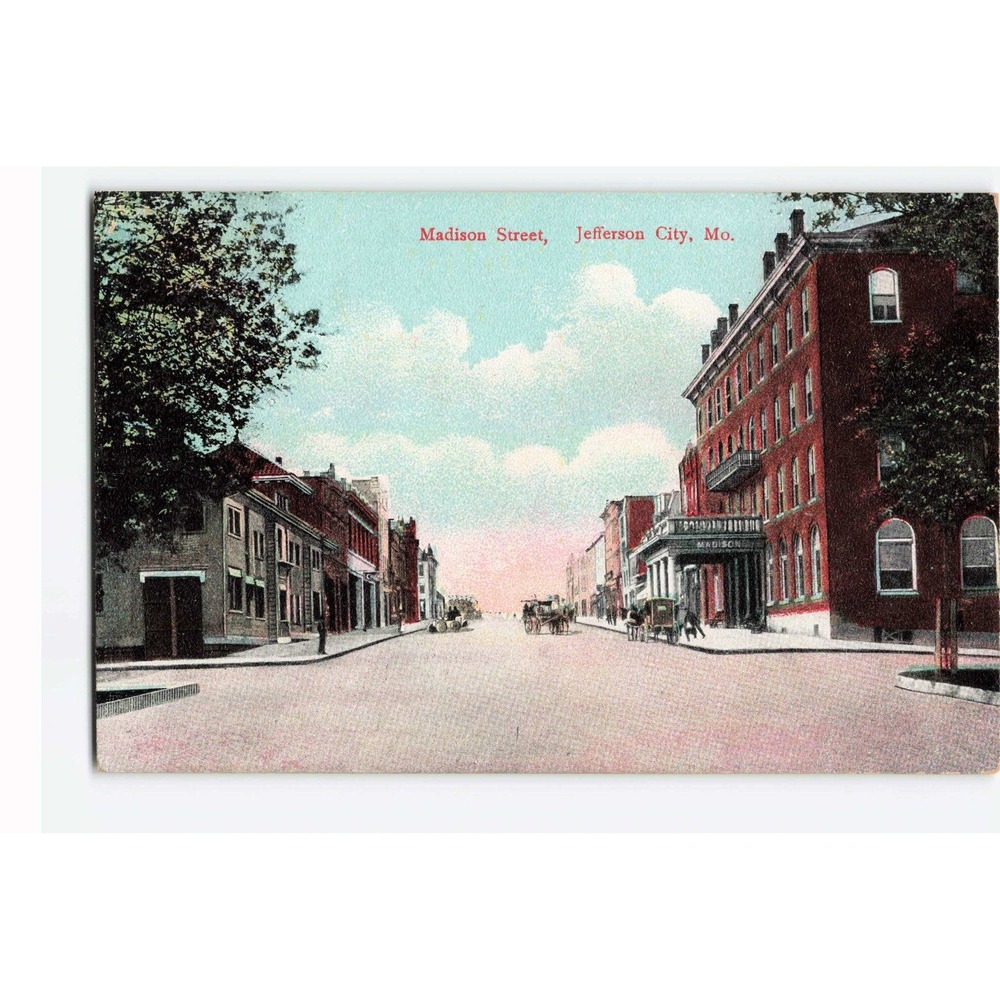 Vintage Madison Street Jefferson City Missouri Postcard C.E. Wheelock Germany